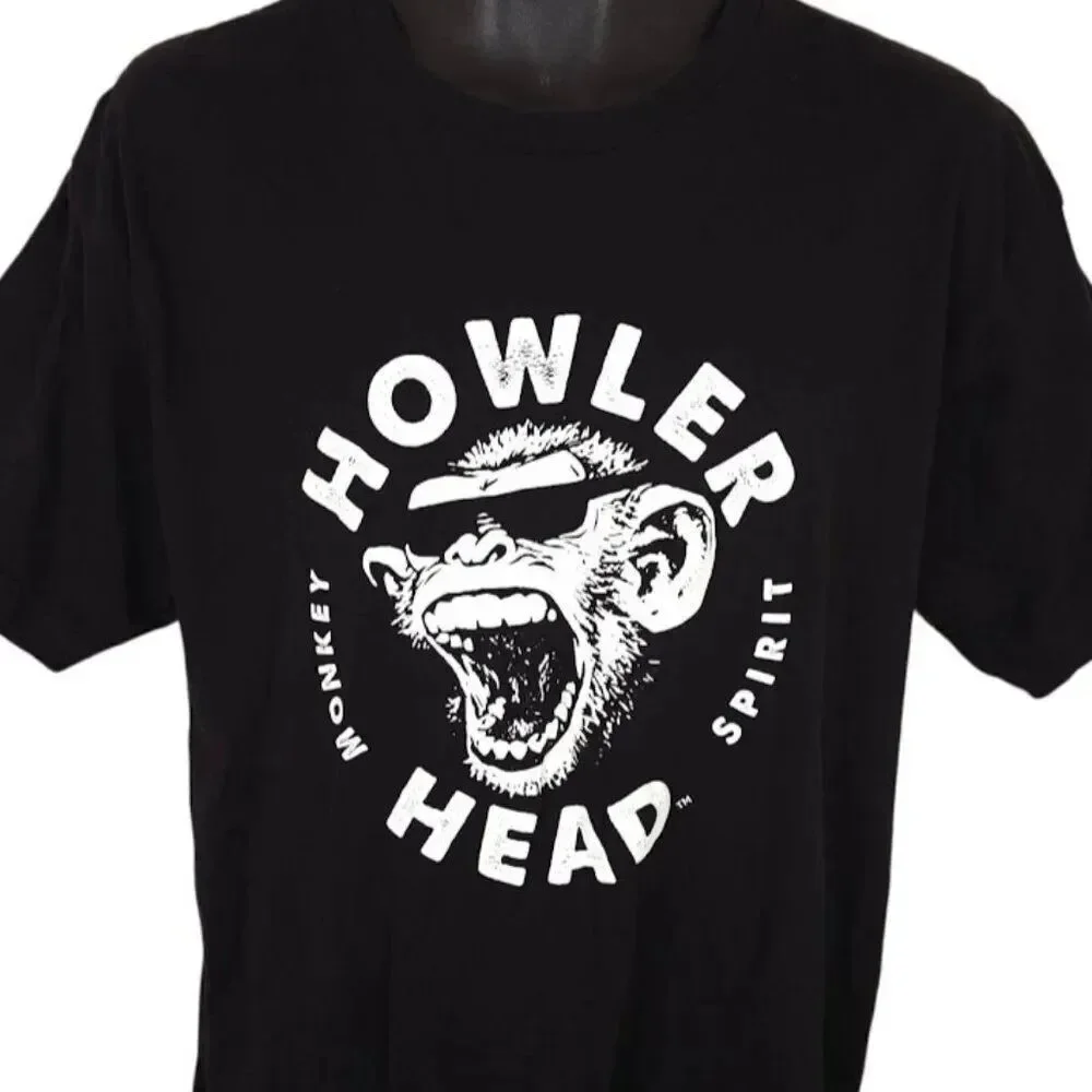 Howler Head T Shirt Mens Size Large Black Monkey Spirit Whiskey